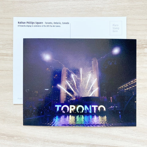 Toronto Sign Fireworks Postcard