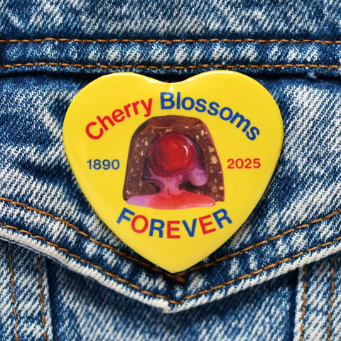 Cherry Blossoms Forever Heart Button or Magnet